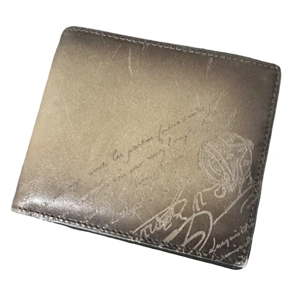Berluti Quiet Lux *RARE*Calligraphy Scritto bi-fold wallet Venezia calf leather